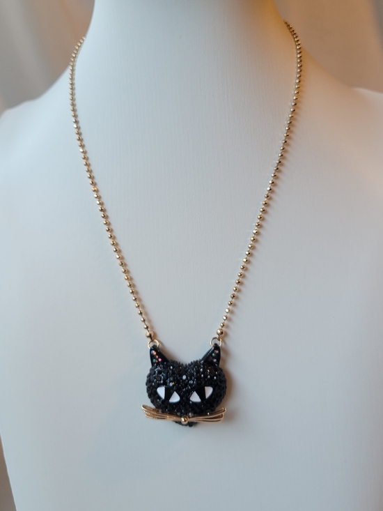Betsey Johnson Jewelry - Betsey Johnson Glitter Black Cat Necklace